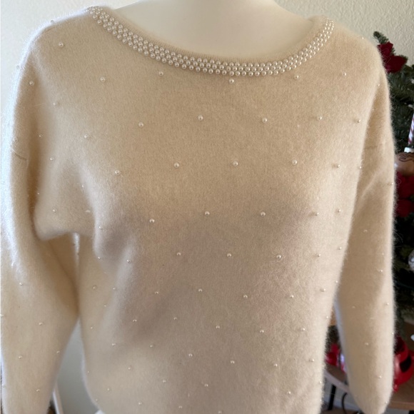 Vintage Express Tricot Lambswool Angora Rabbit Hair fussy sweater with pearls. - Picture 1 of 4